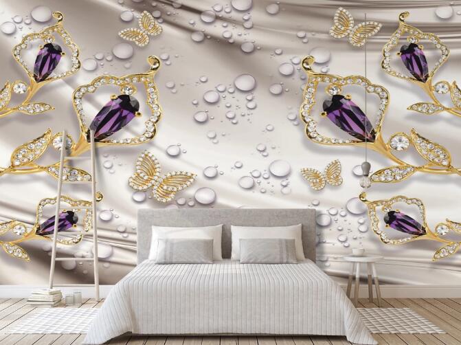 3D Purple Diamond 380 Wall Murals