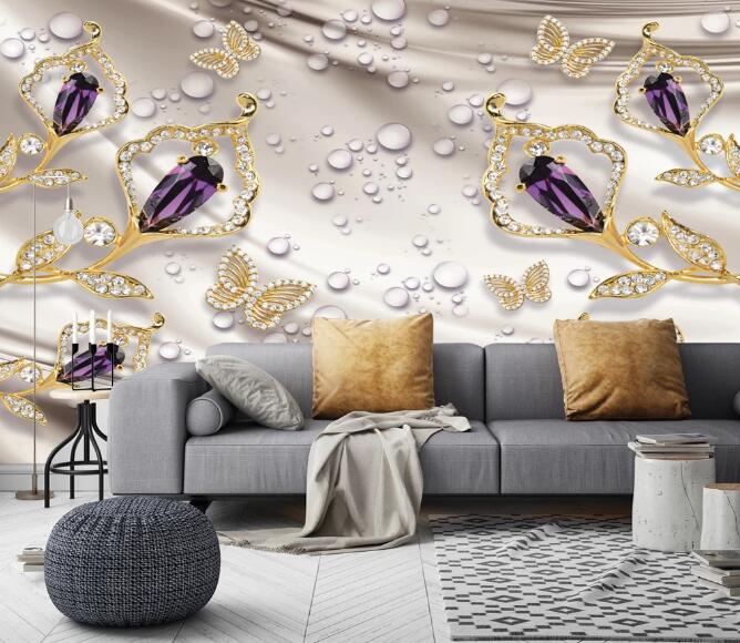 3D Purple Diamond 380 Wall Murals