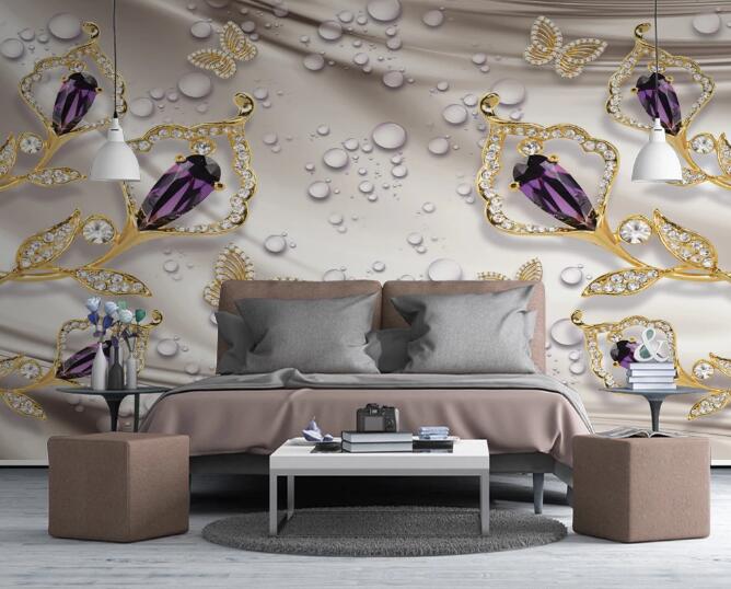 3D Purple Diamond 380 Wall Murals