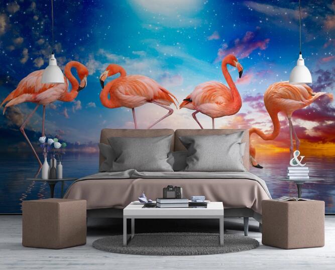 3D Galaxy Flamingo 376 Wall Murals