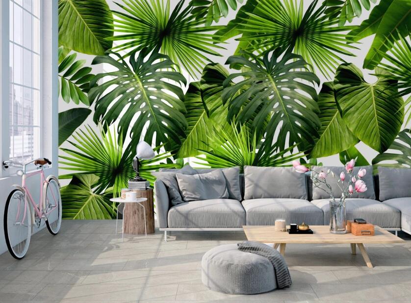 3D Green Broad Leaf 587 Wall Murals