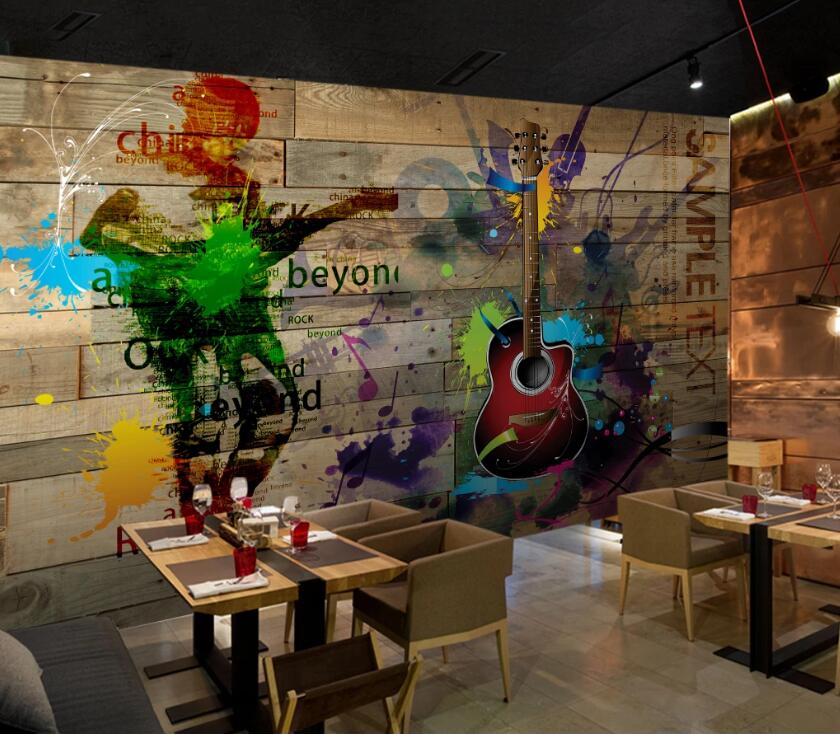 3D Wild Guitar 577 Wall Murals