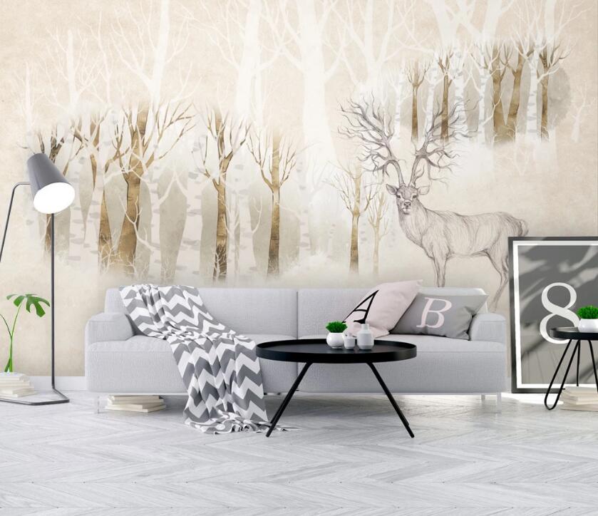 3D Staring Deer 574 Wall Murals