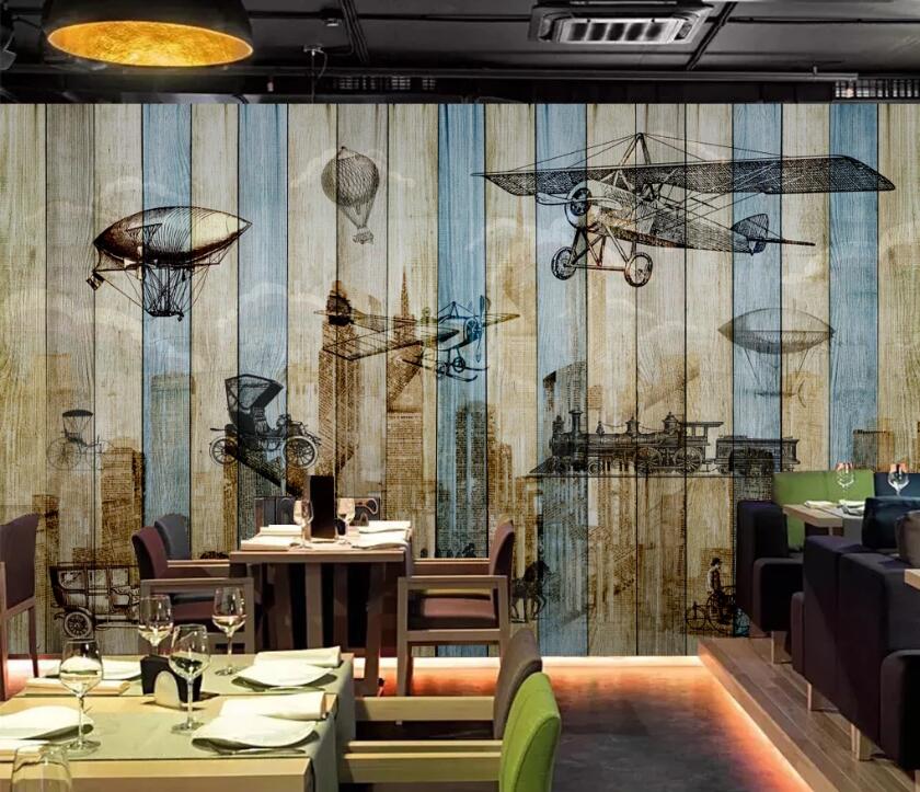 3D Vintage Airplane 569 Wall Murals
