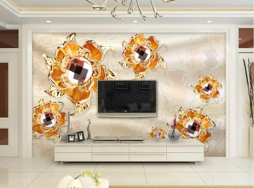3D Golden Flowers 566 Wall Murals