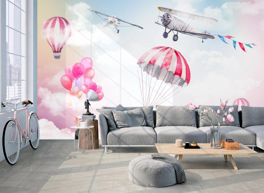 3D Two-color Parachute 563 Wall Murals