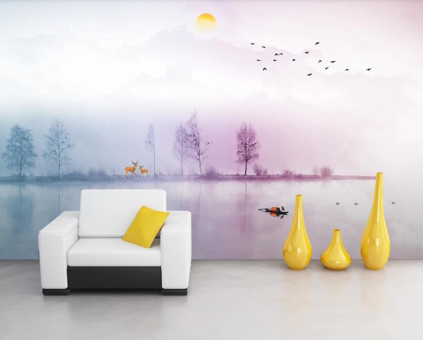 3D Purple Hazy 556 Wall Murals