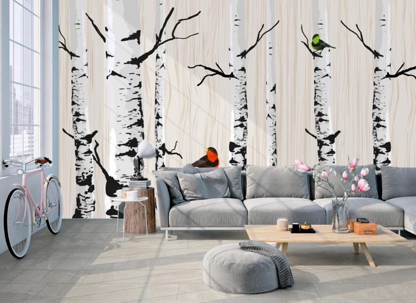 3D White Branches 554 Wall Murals