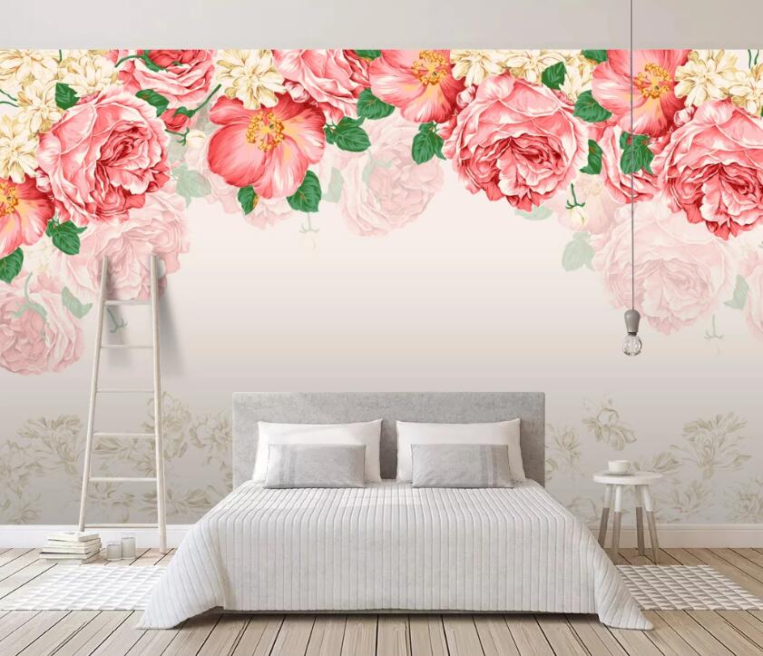 3D Pink Flowers 552 Wall Murals