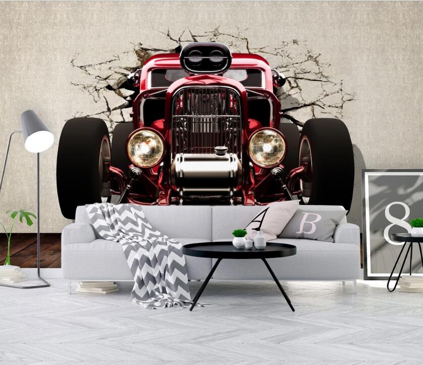 3D Red Car 549 Wall Murals