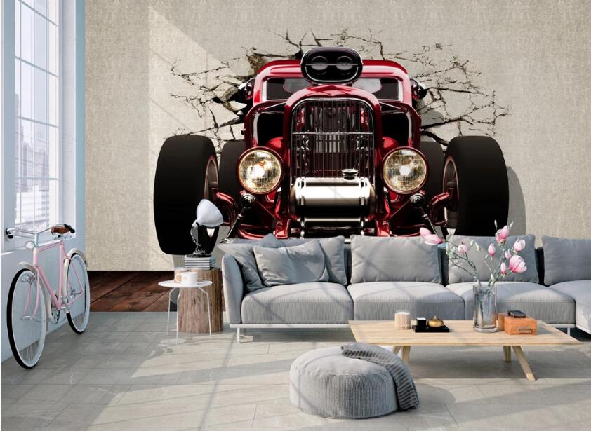 3D Red Car 549 Wall Murals