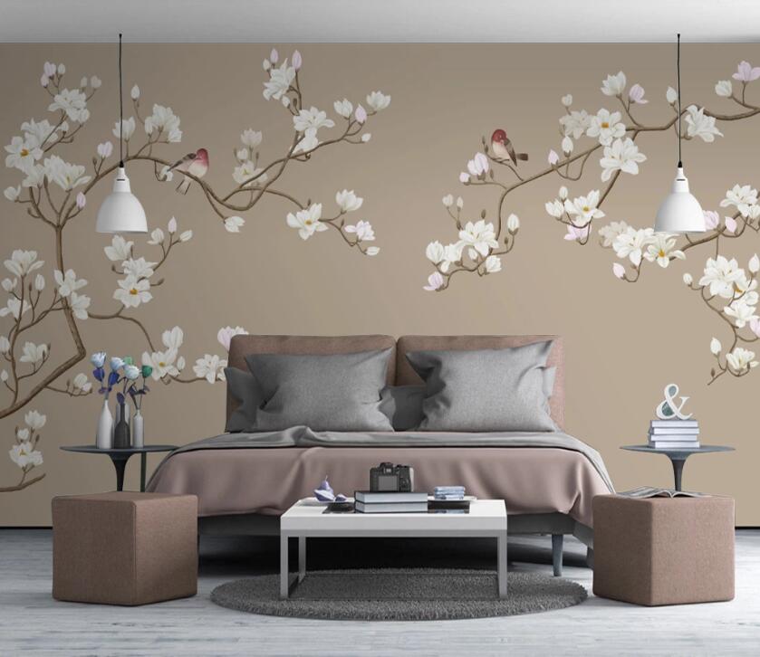 3D White Flowers 544 Wall Murals