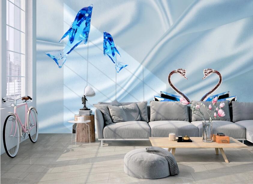 3D Blue Crystal Fish 537 Wall Murals