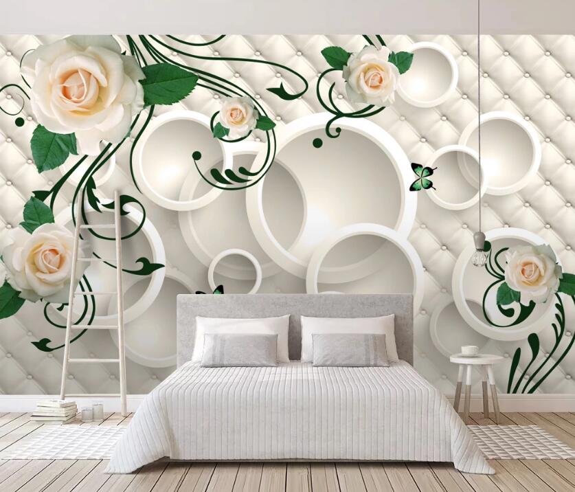 3D Circle Flowers 535 Wall Murals