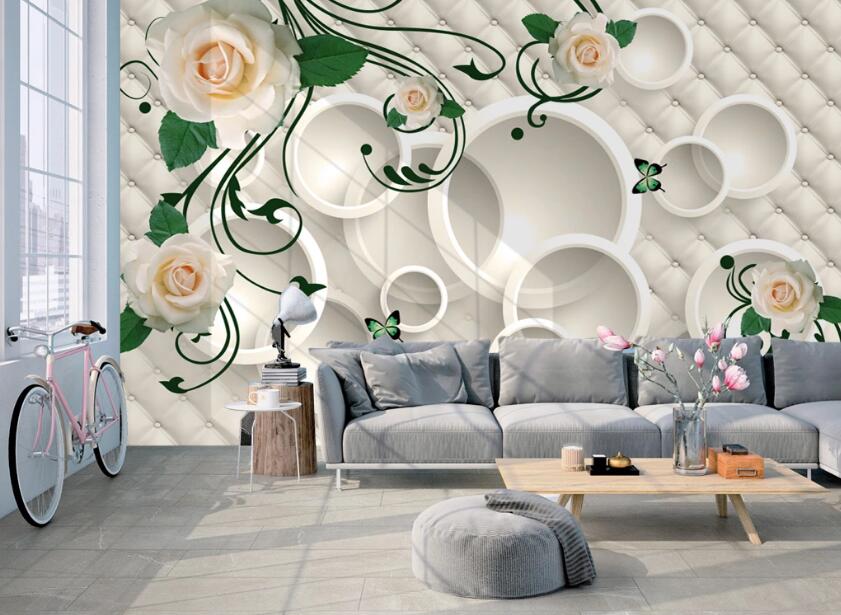3D Circle Flowers 535 Wall Murals