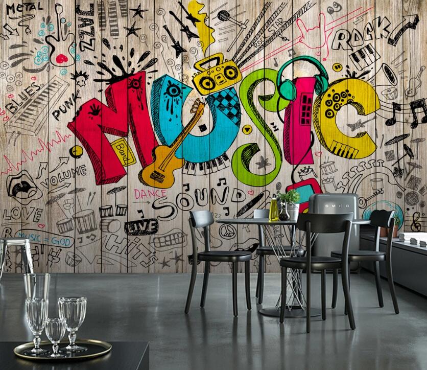 3D Music Doodle 527 Wall Murals