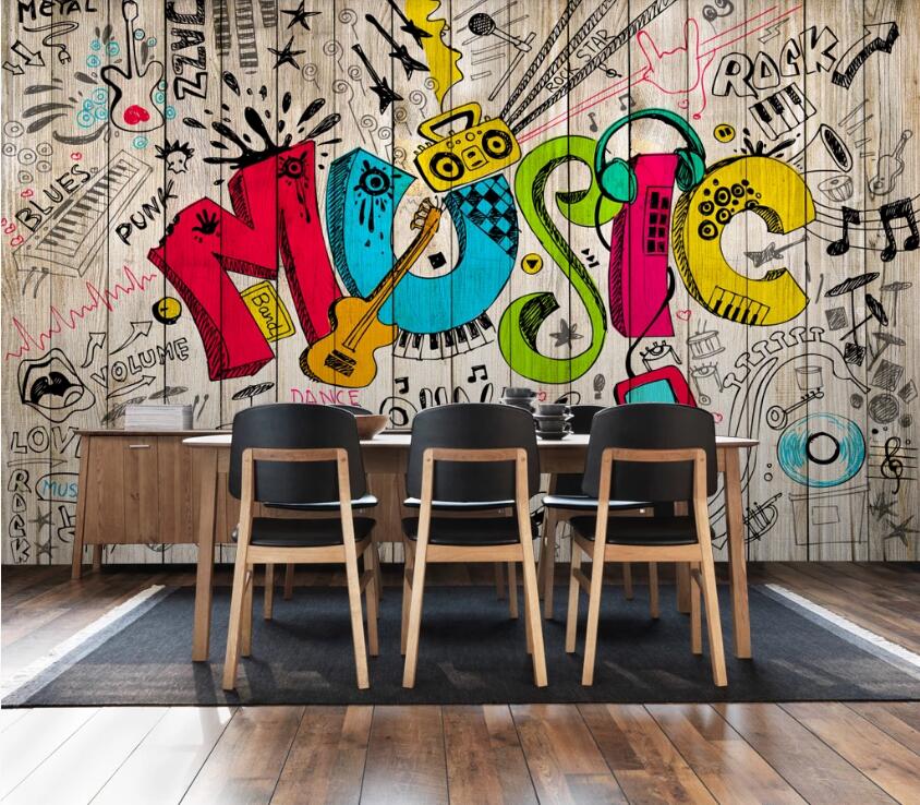 3D Music Doodle 527 Wall Murals