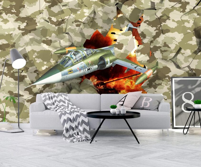 3D Flame Plane 526 Wall Murals
