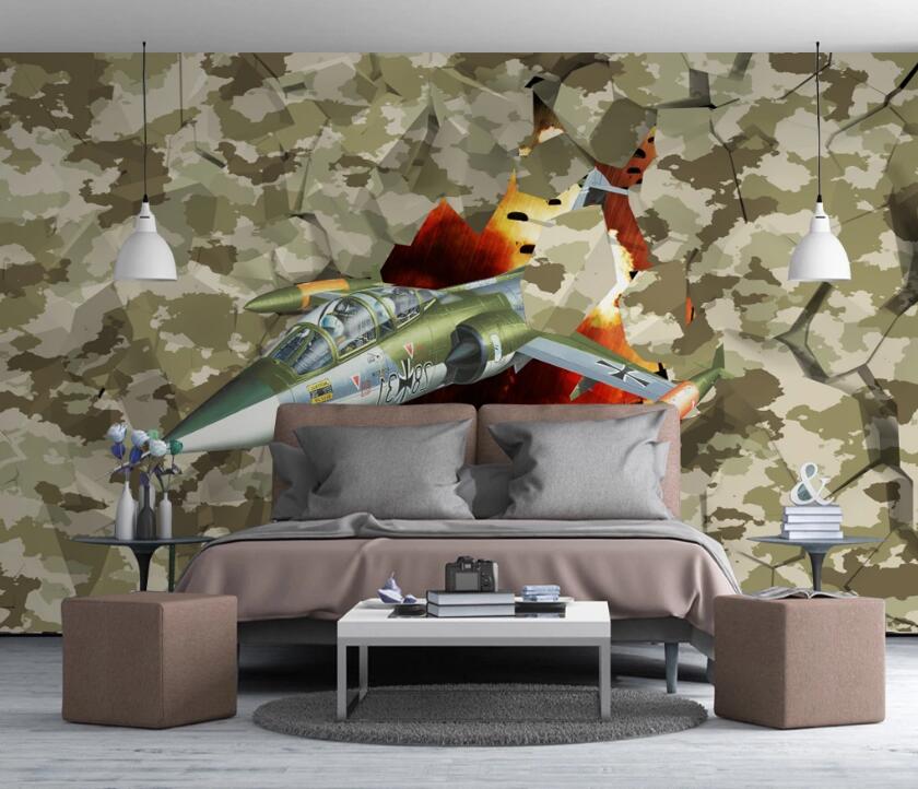 3D Flame Plane 526 Wall Murals