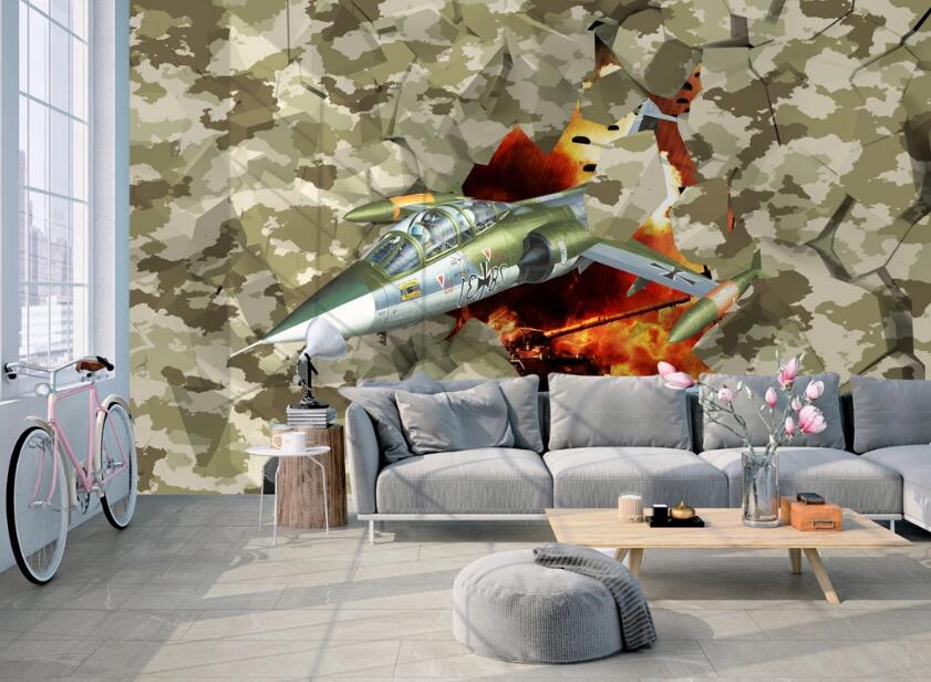 3D Flame Plane 526 Wall Murals