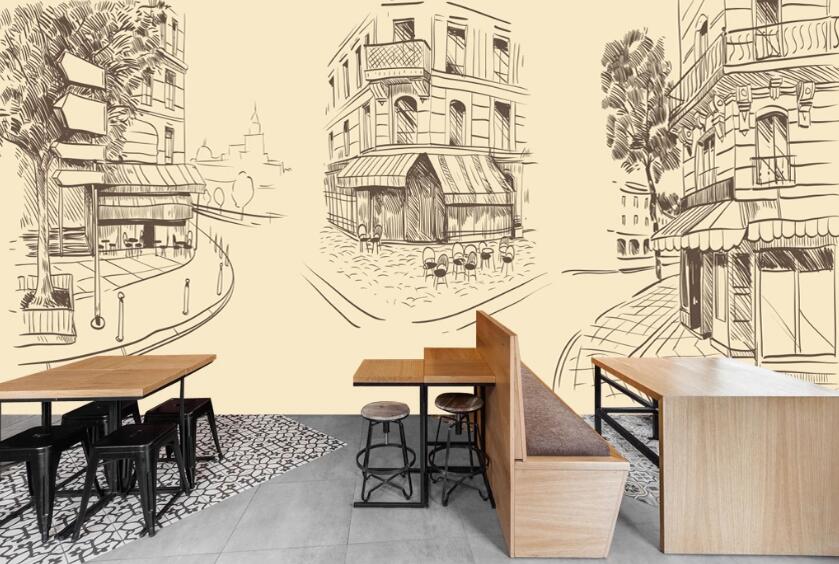 3D Street Outline 520 Wall Murals