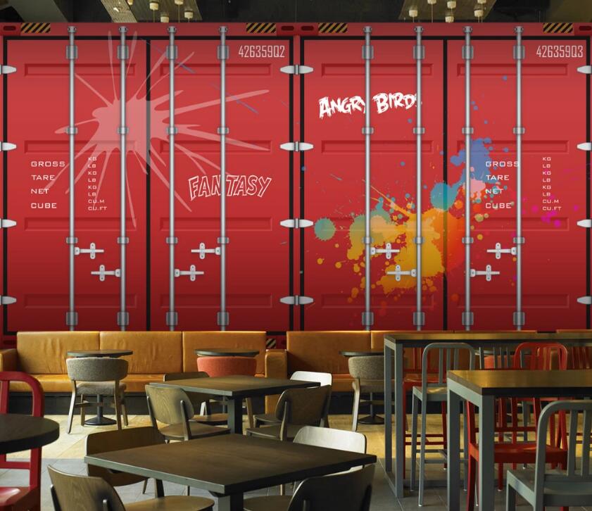 3D Red Wall Graffiti 507 Wall Murals