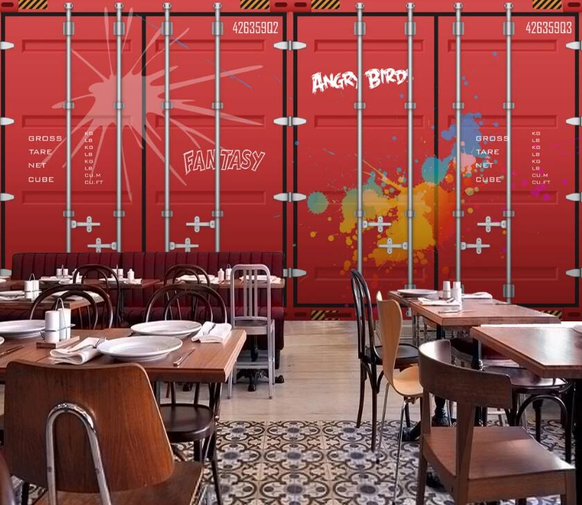 3D Red Wall Graffiti 507 Wall Murals