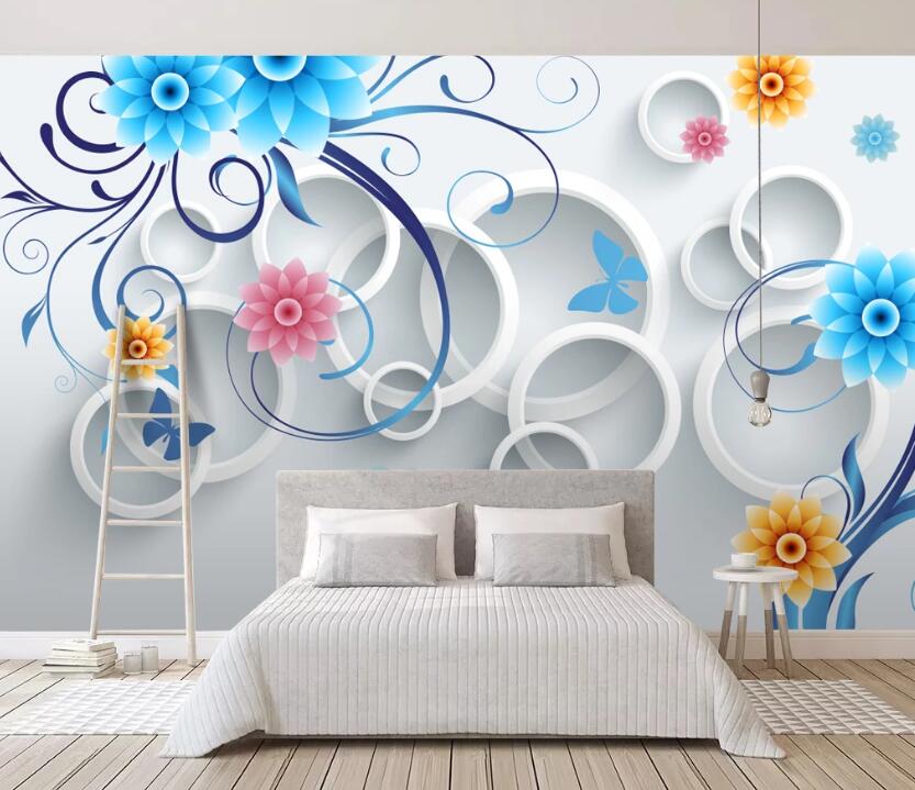 3D Flowers Round 503 Wall Murals