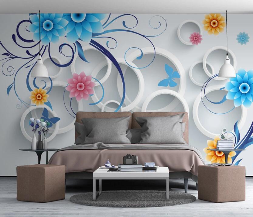 3D Flowers Round 503 Wall Murals