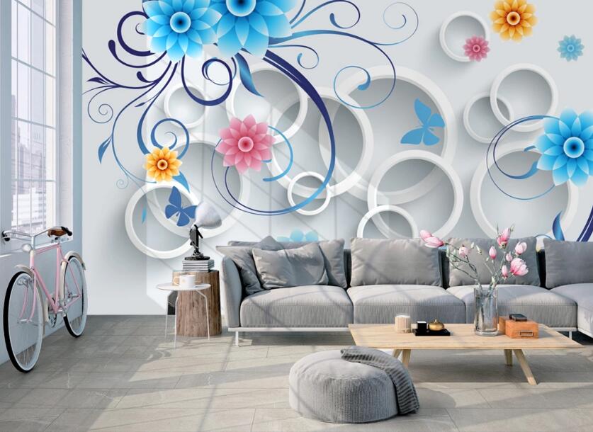 3D Flowers Round 503 Wall Murals