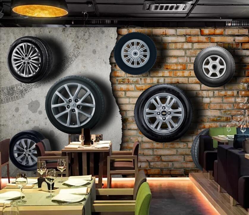 3D Arrange Tires 502 Wall Murals