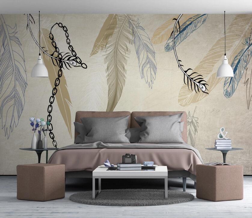 3D Flowing Feathers 494 Wall Murals