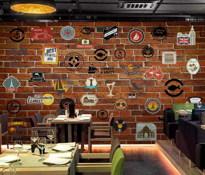 3D Retro Brick Stickers 490 Wall Murals