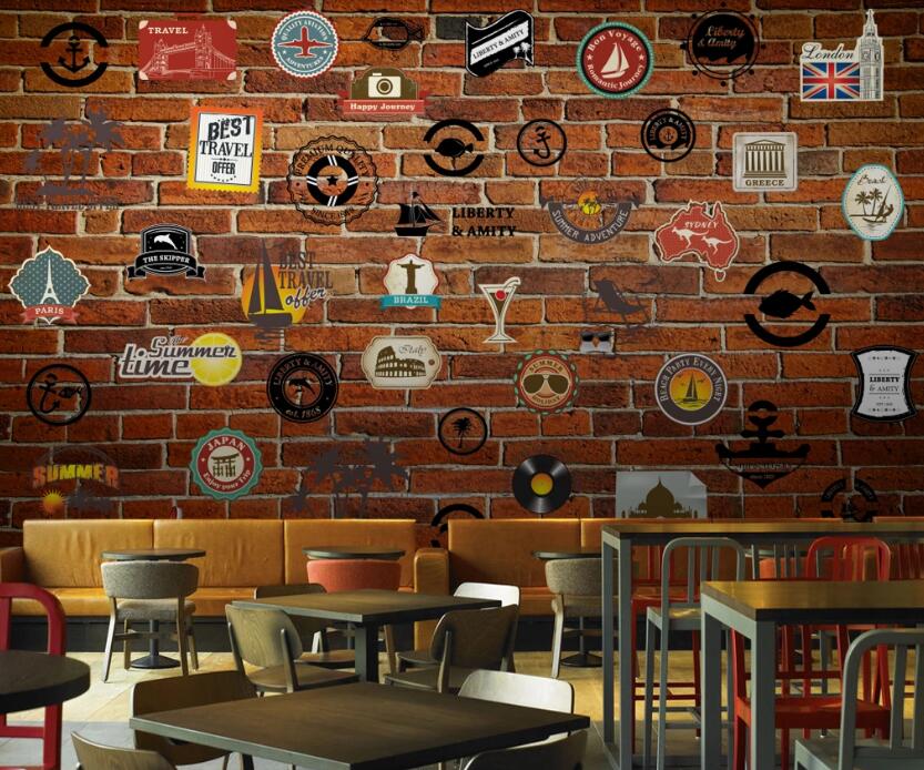 3D Retro Brick Stickers 490 Wall Murals