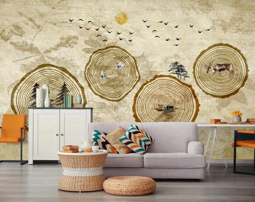 3D Tree Stump Growth Rings 486 Wall Murals