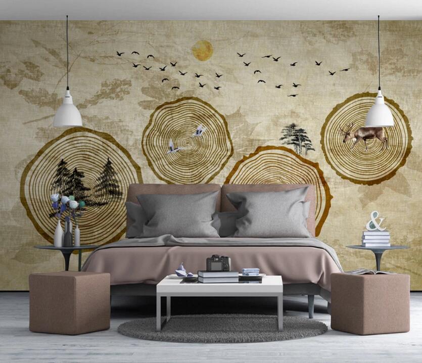 3D Tree Stump Growth Rings 486 Wall Murals