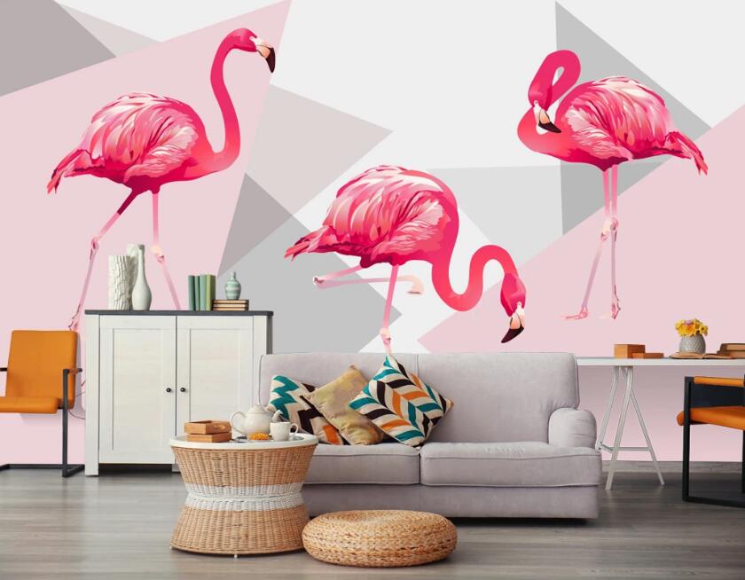 3D Red Flamingo 484 Wall Murals