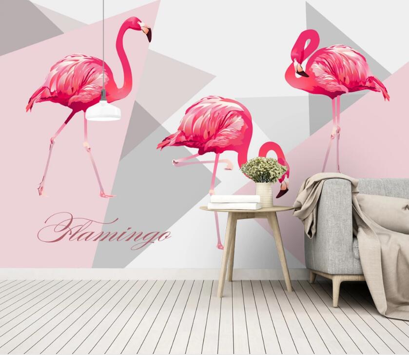 3D Red Flamingo 484 Wall Murals