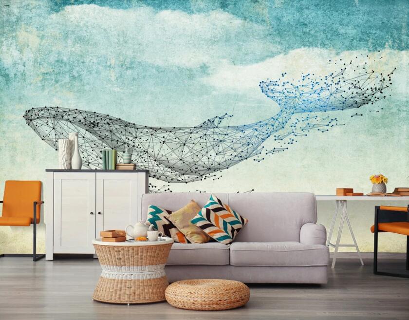 3D Blue Whale 481 Wall Murals