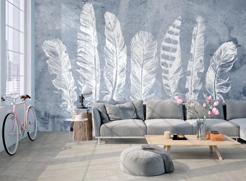 3D White Feather 475 Wall Murals