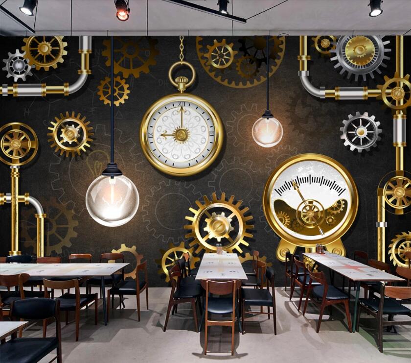 3D Mechanical Clock 473 Wall Murals