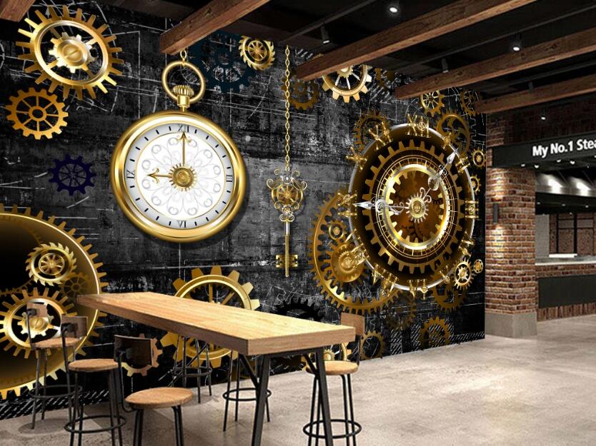 3D Metal Clock 472 Wall Murals
