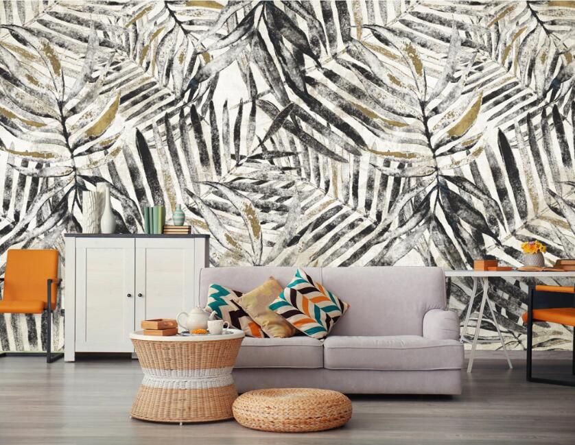 3D Ink Leaves 466 Wall Murals