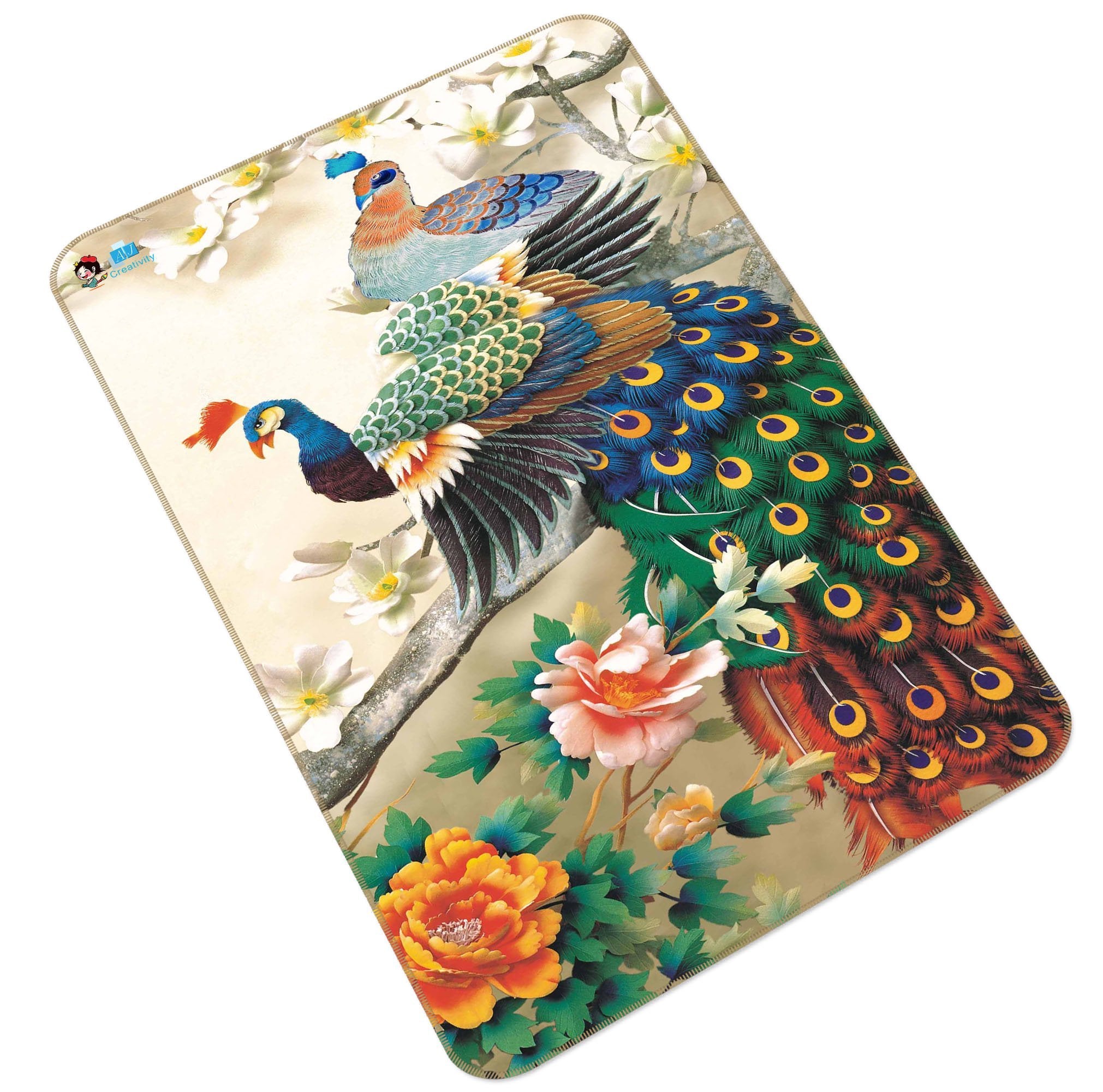 3D Flowers Tree Peacocks 175 Non Slip Rug Mat Mat AJ Creativity Home 