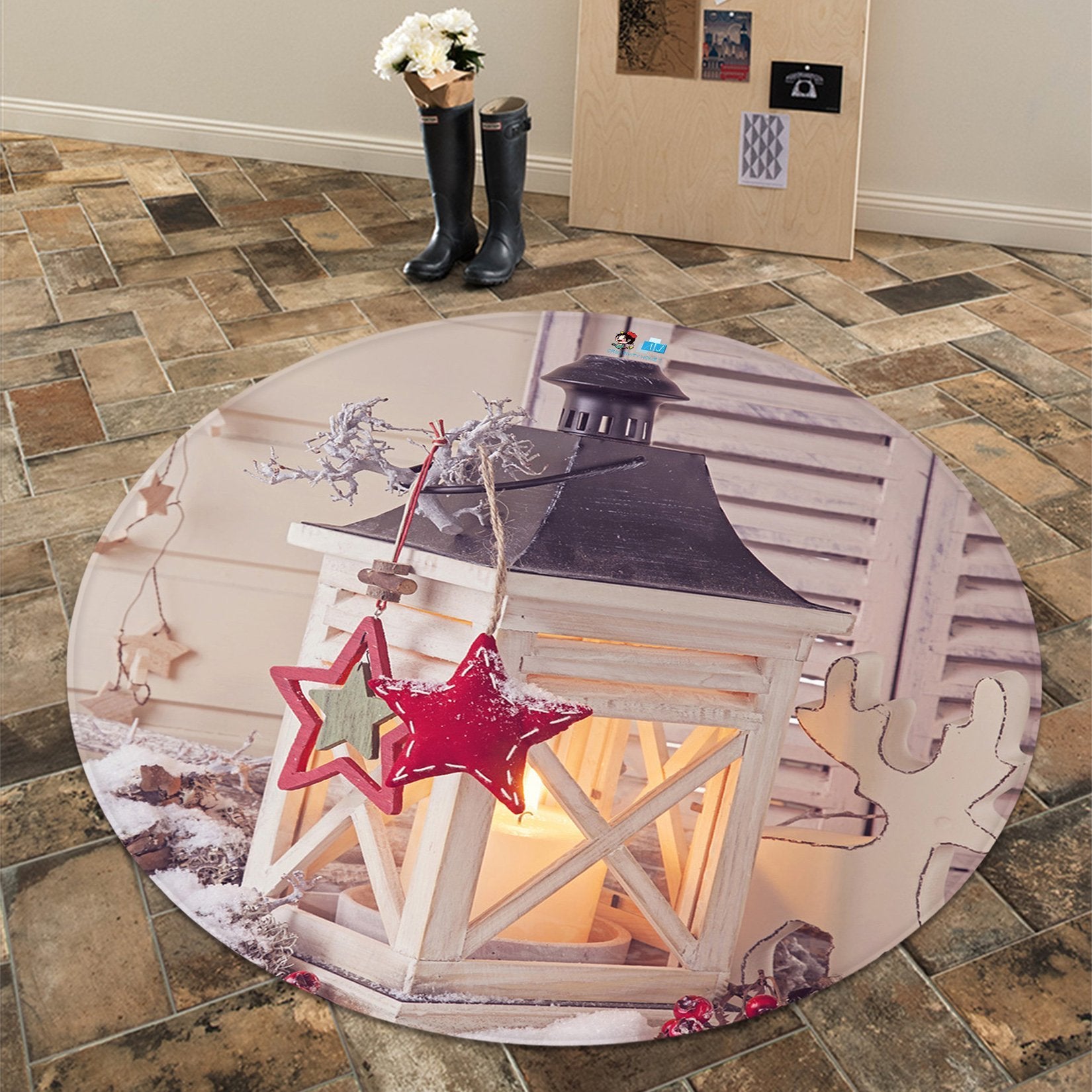 3D Candlelight Lighting 061 Round Non Slip Rug Mat Mat AJ Creativity Home 