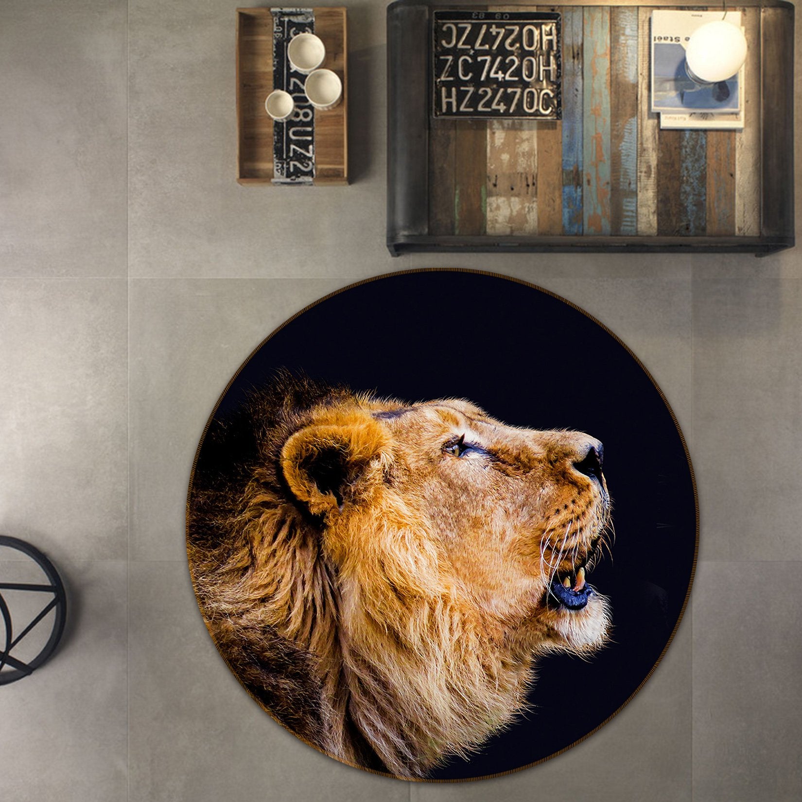 3D Lion Cub 018 Animal Round Non Slip Rug Mat Mat AJ Creativity Home 