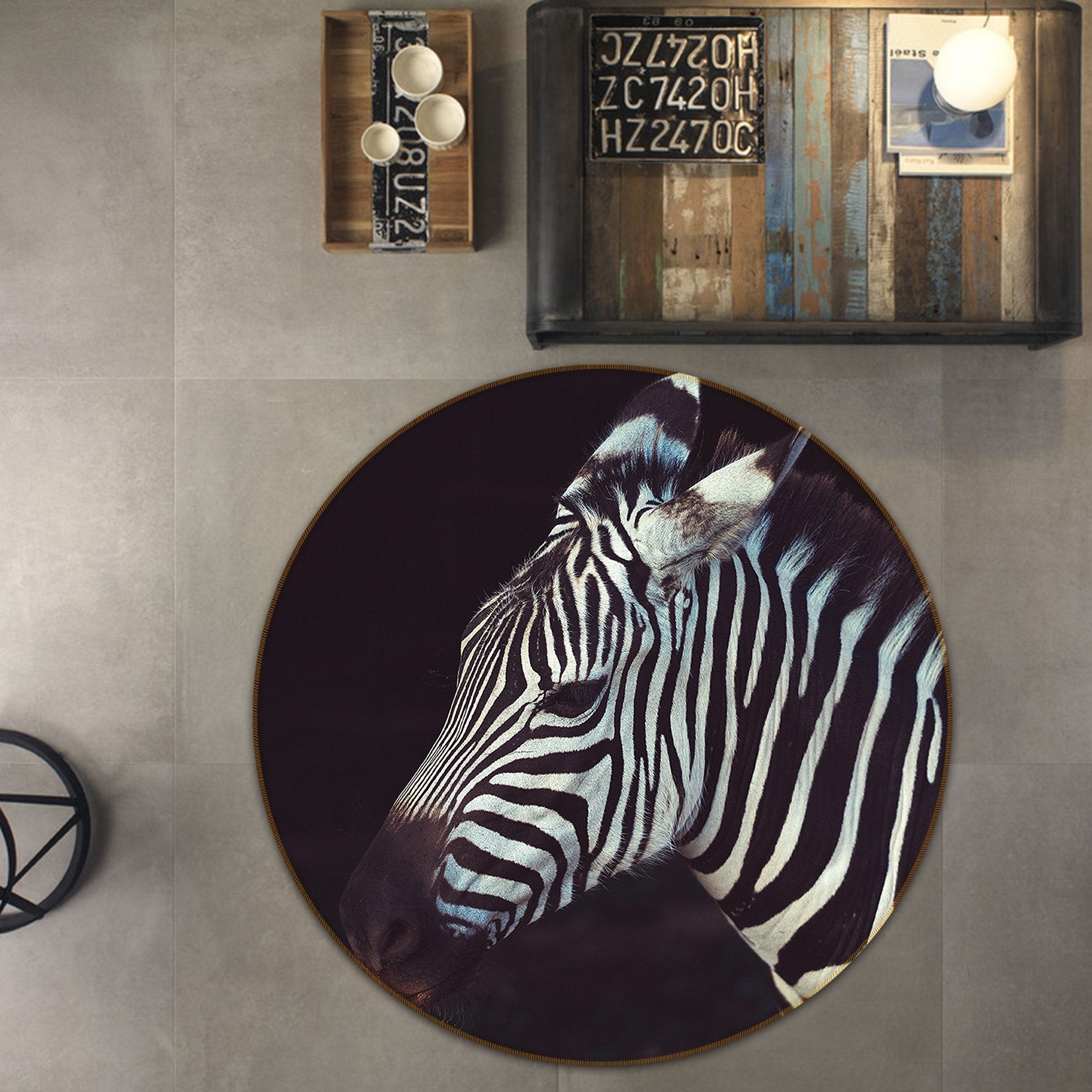 3D Zebra 014 Animal Round Non Slip Rug Mat Mat AJ Creativity Home 