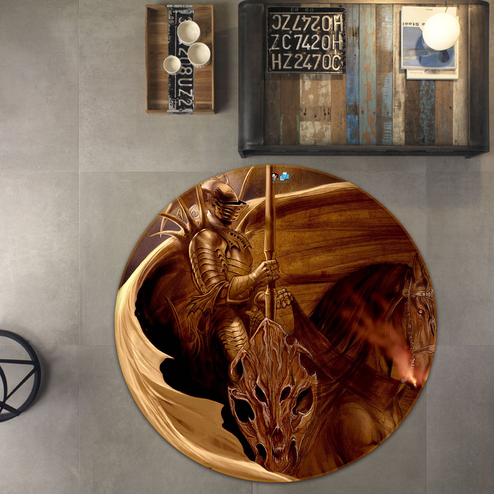 3D Horse Rider 8378 Ruth Thompson Rug Round Non Slip Rug Mat