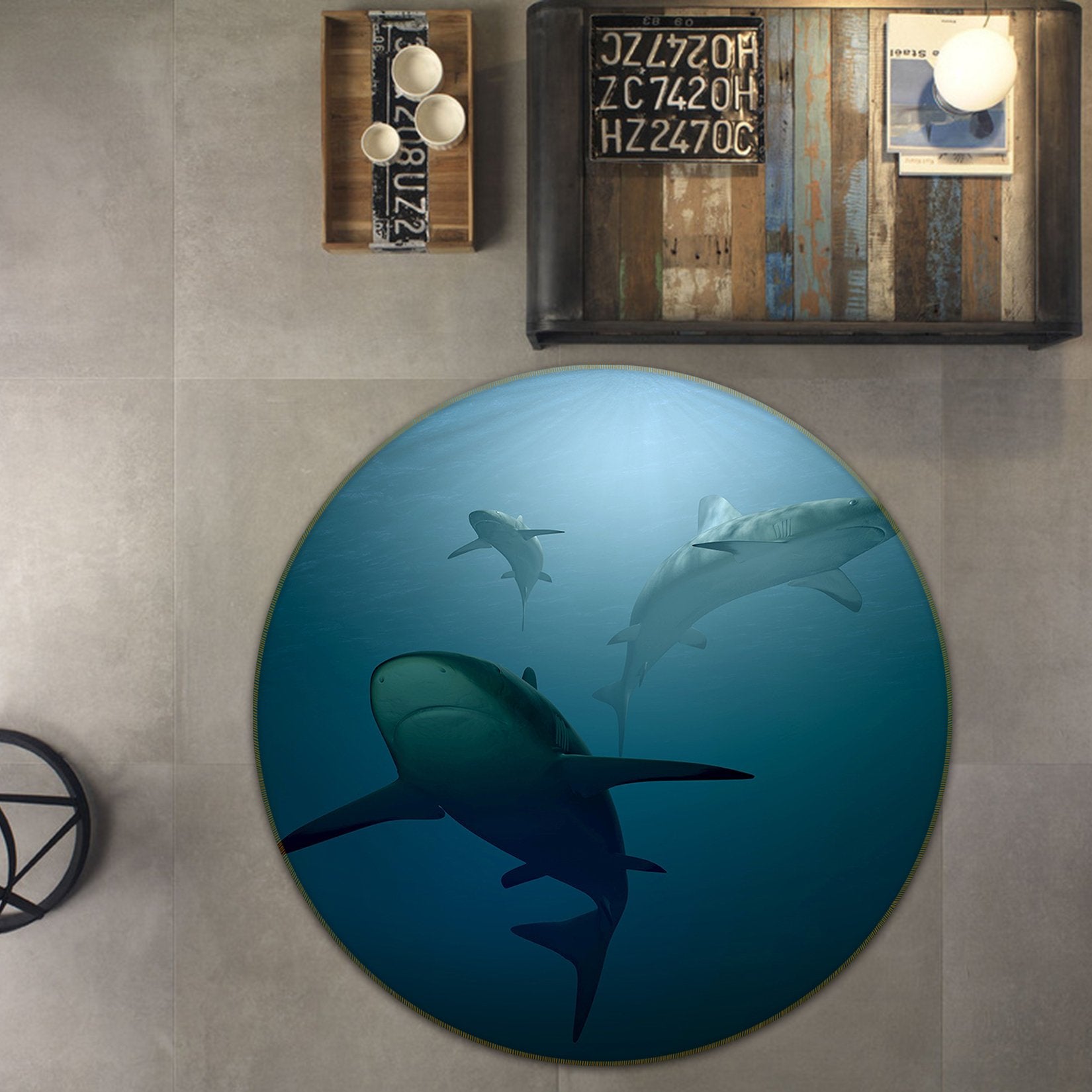 3D Deep Sea Whale 054 Animal Round Non Slip Rug Mat Mat AJ Creativity Home 