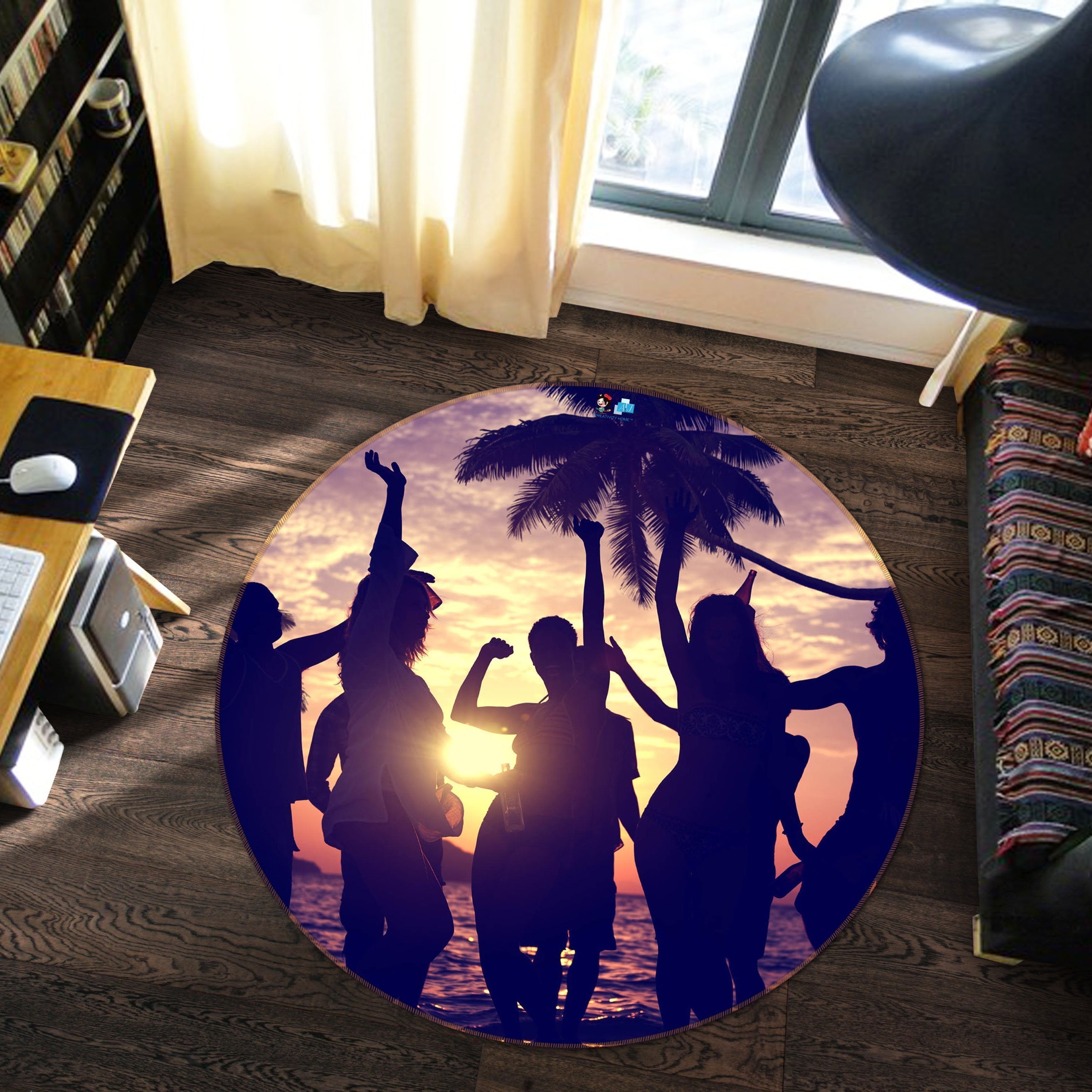 3D Revelers 86 Round Non Slip Rug Mat Mat AJ Creativity Home 